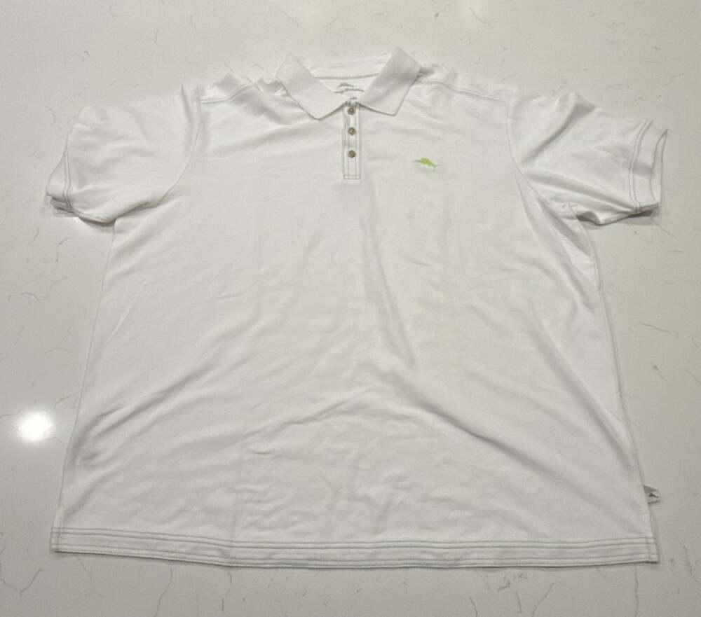 Tommy Bahama Polo Shirt Size XXL White Emfielder Supima Cotton
